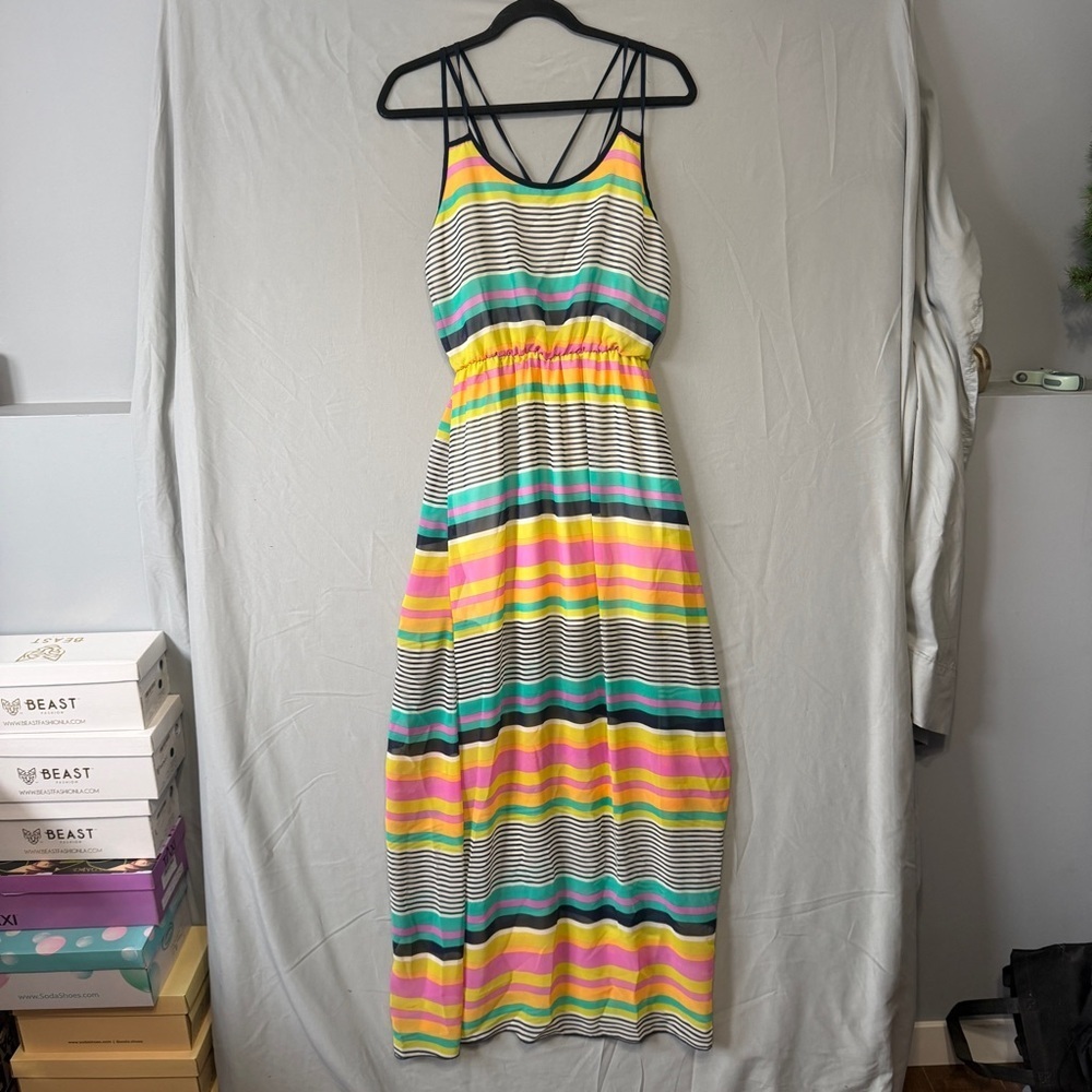Interi Womens Striped Maxi Dress Size M Resortwear Tropical Summer Vacation